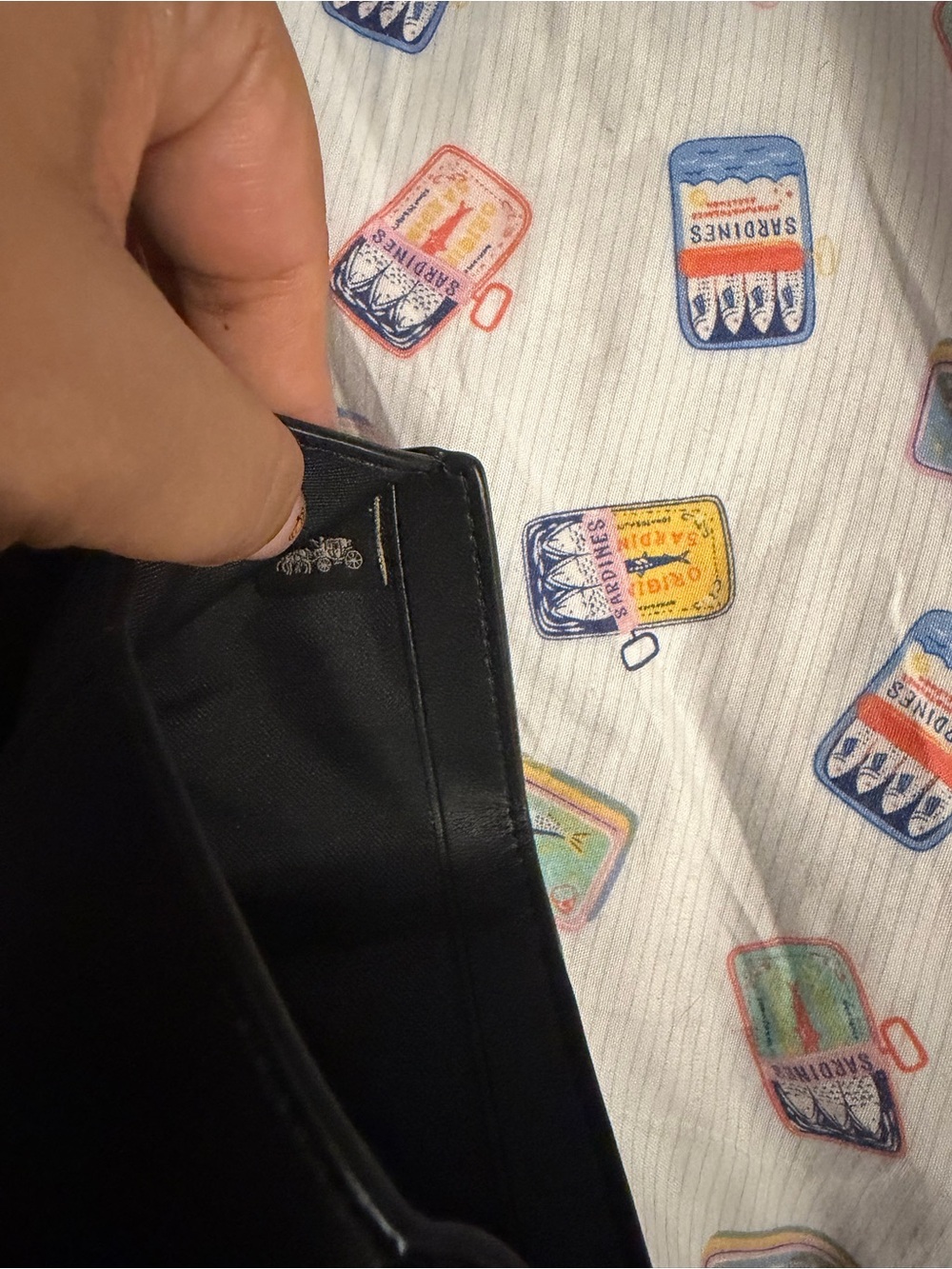 Coach Black Leather Trifold Wallet with Embossed Logo - Picture 8 of 11